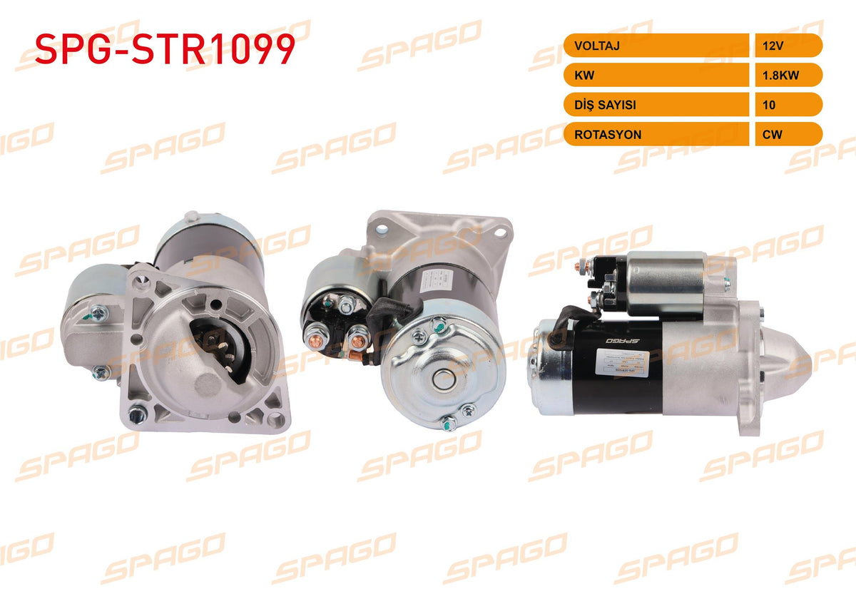 SPAGO SPG-STR1099 Starter Motor 12V 1.8Kw 10 Outer Cw Astra H 04-10-Insignia 08-17-Vectra 04-08 (1.9 2. — Starting & Charging