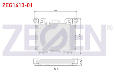 Zegen ZEG1413-01 Brake Pad Front with Wear Indicator BMW X5 (F15,F85) 2.5 D 2014-/ 4.0 D 2014-/ X6 (F16 — Brake Pads