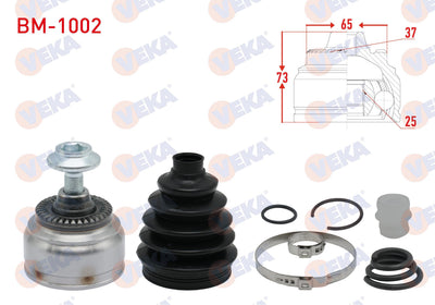 Veka BM-1002 CV Joint Left-Right Front Outer BMW 5 Series (F10) 520 D A-T 37X25x65 Length 73mm 201 — Axles, CV Joints & Boots