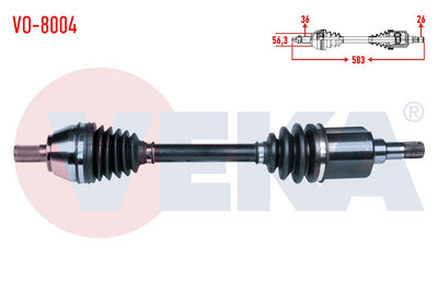 Veka VO-8004 Complete Axle Left Front Volvo S40 II (Ms) 1.6 D M-T Length 583 2004-2012 — Axles, CV Joints & Boots