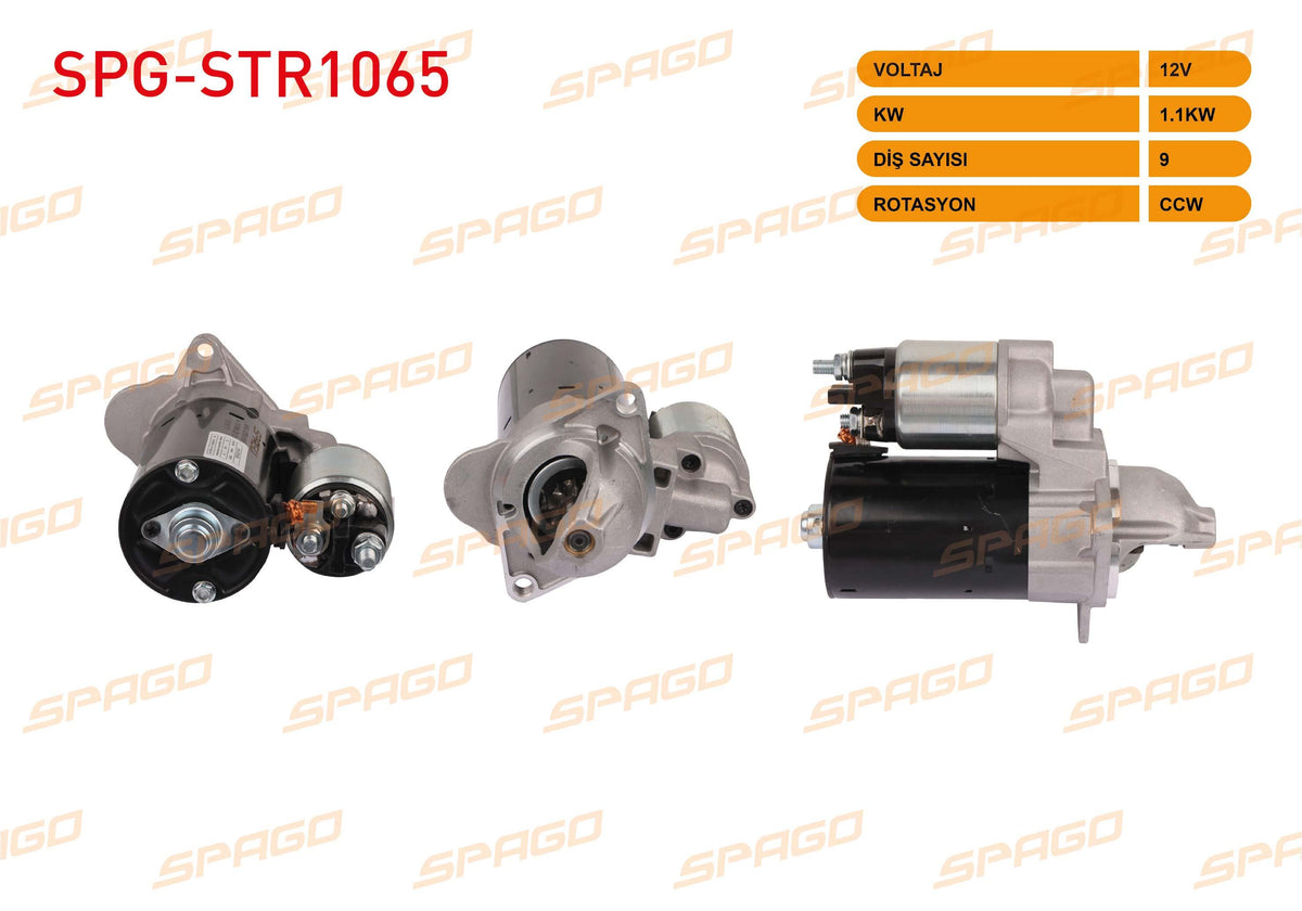 SPAGO SPG-STR1065 Starter Motor 12V 1.1Kw 9 Outer Cw (Str5129) Astra J-Corsa D E-Mokka 12-16 (1.2 1.4 G — Starting & Charging