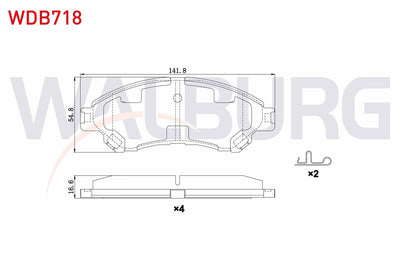 WALBURG WDB718 Brake Pad Front with Wear Indicator Suzuki Vitara (Ly) 1.6i 2015-/ Vitara (Ly) 1.4i 2015-/ Sx4 S — Brake Pads