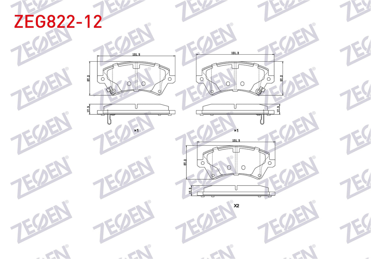 Zegen ZEG822-12 Brake Pad Front with Wear Indicator Toyota Corolla 1.4 Vvt-I 2002-2007 / 1.6 Vvt-I 2002-2007 / 1 — Brake Pads