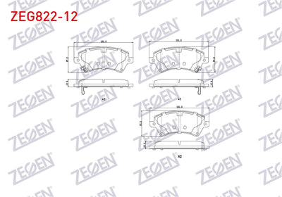 Zegen ZEG822-12 Brake Pad Front with Wear Indicator Toyota Corolla 1.4 Vvt-I 2002-2007 / 1.6 Vvt-I 2002-2007 / 1 — Brake Pads
