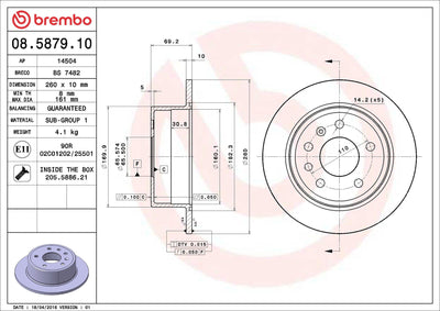 Brembo 08.5879.10 Brake Disc Rear Standard Opel — Brake Rotors & Drums