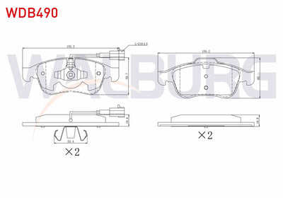 WALBURG WDB490 Brake Pad Front Pair with Connector Alfa Romeo Giulietta (940) 1.4 Tb 2010-/ Giulietta (940) 1.6 — Brake Pads