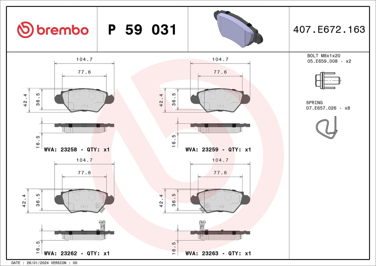Brembo P59031 Brake Pad Rear Low-Met Chevrolet — Brake Pads
