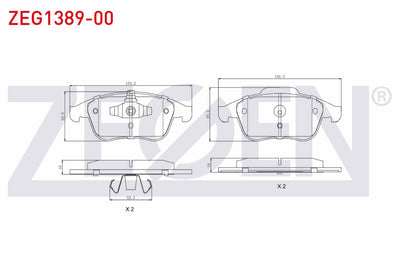 Zegen ZEG1389-00 Brake Pad Front Renault Laguna III (Bt0 / 1) 2.0 dCi 2007-/ 2.0i 16V 2007-/ Megane III 2.0 dCi — Brake Pads