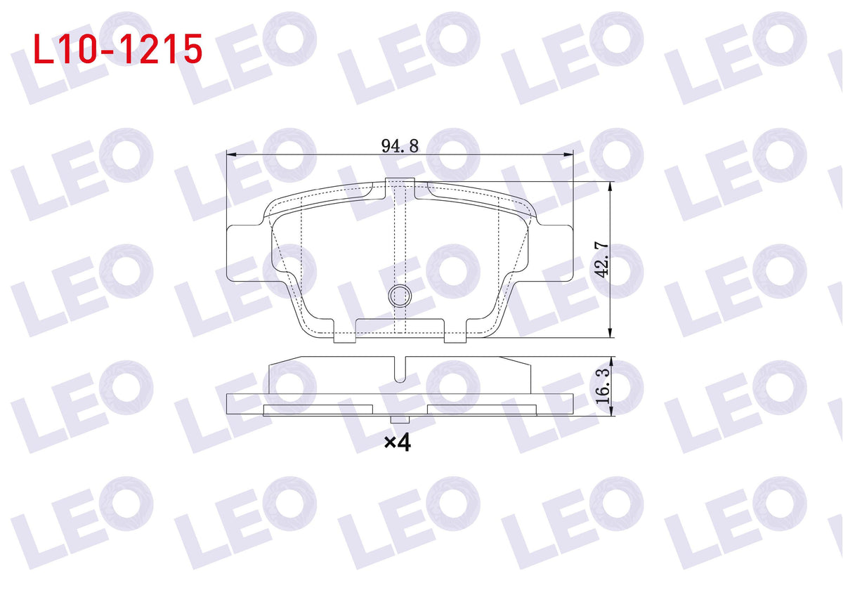 LEO L10-1215 Brake Pad Rear Fiat Linea 1.4 T-Jet 2007-/ Bravo II (198) 1.6 Mjt 2006-/ Stilo 1.6 16V 2001-2010 / — Brake Pads
