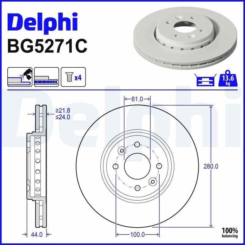Delphi BG5271C Brake Disc Front Clio III Megane I-II Kangoo Laguna — Brake Rotors & Drums