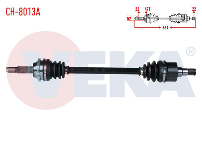 Veka CH-8013A Complete Axle Left Front Chevrolet Aveo (T250) 1.2 8V Soch with ABS 47 Outer M-T Len — Axles, CV Joints & Boots