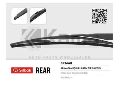 Silbak SP14AR Wiper Blade Rear 350 mm Berlingo/C3/C8/Jumpy/Scudo/Stilo/Logan MCV