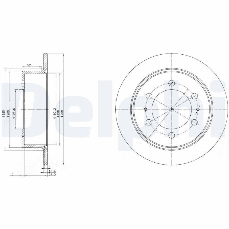 Delphi BG3522 Disc Rear 05-Rexton 97-Musso 1 Piece