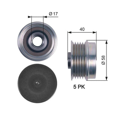 Gates OAP7132 Alternator Pulley 06-G.Punto-Evo-Linea 1.4i-Tjet — Starting & Charging