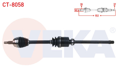 Veka CT-8058 Complete Axle Front Right Length 951mm Citroen C5 AirCross 1.5 BlueHDi-1.6 Puretech-1 — Axles, CV Joints & Boots