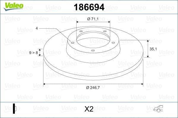 VALEO 186694 Rear Brake Disc — Brake Rotors & Drums