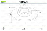 VALEO 186694 Rear Brake Disc — Brake Rotors & Drums