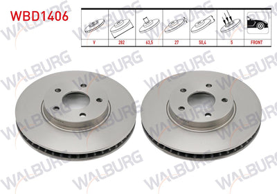 WALBURG WBD1406 Brake Disc Front Air 5 Bjn 282X27x63,5X50 — Brake Rotors & Drums
