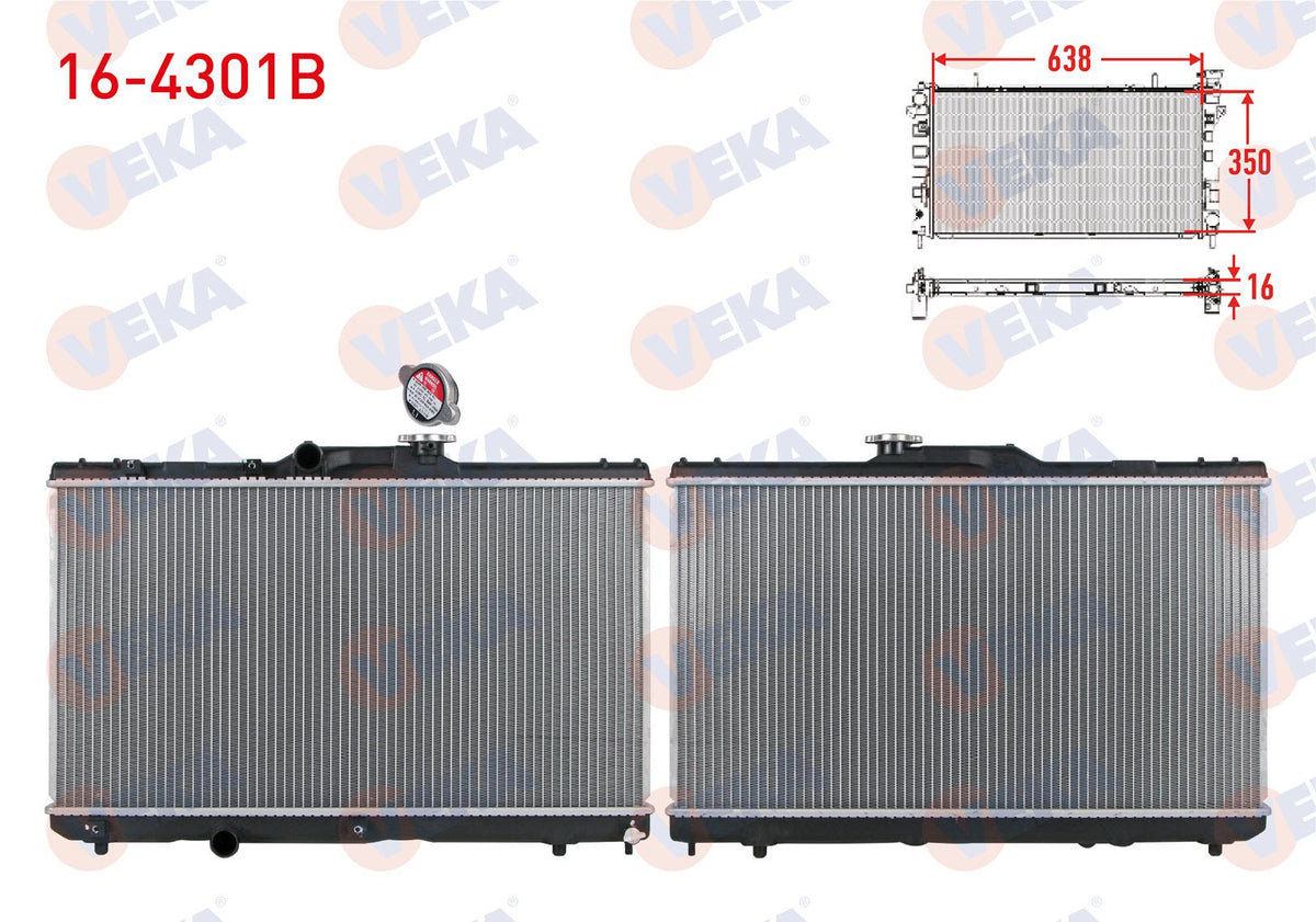 Veka 16-4301B Su Radiator Brazing with Cover Toyota Corolla (_E11_) 1.6i (Ae111) (Ae101) M-T 1993-2002 — Radiators & Fans