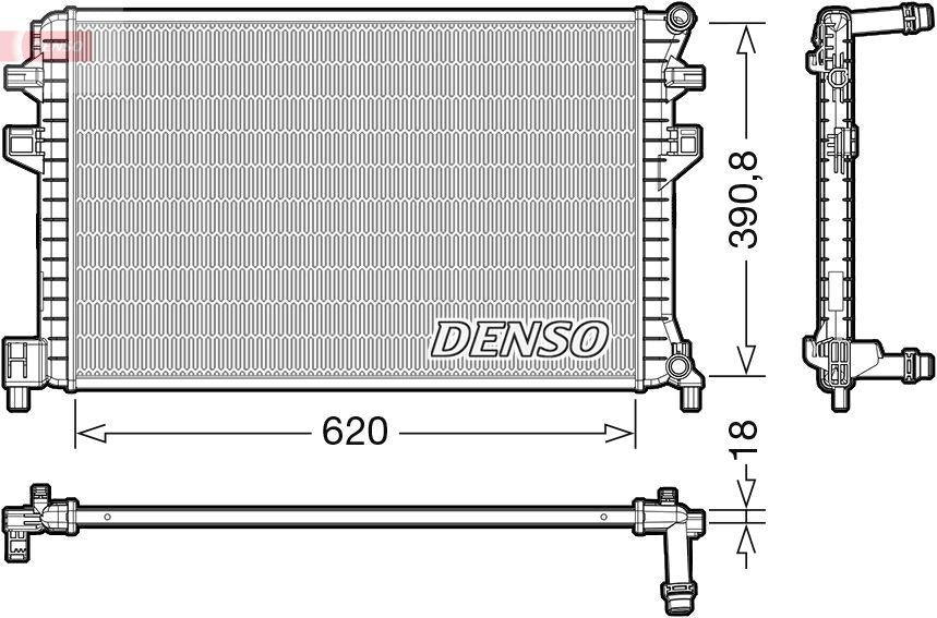 Denso DRM02018 Ek Su Radiator (VW Golf 17-Passat 15-Audi A3 17-Seat Leon 13-Skoda Octavia 13 -) — Radiators & Fans