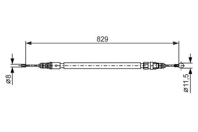 Bosch 1987482372 Handbrake Cable Handbrake Cable, 10 Pt, 829 mm Length — Brake Cables & Hardware