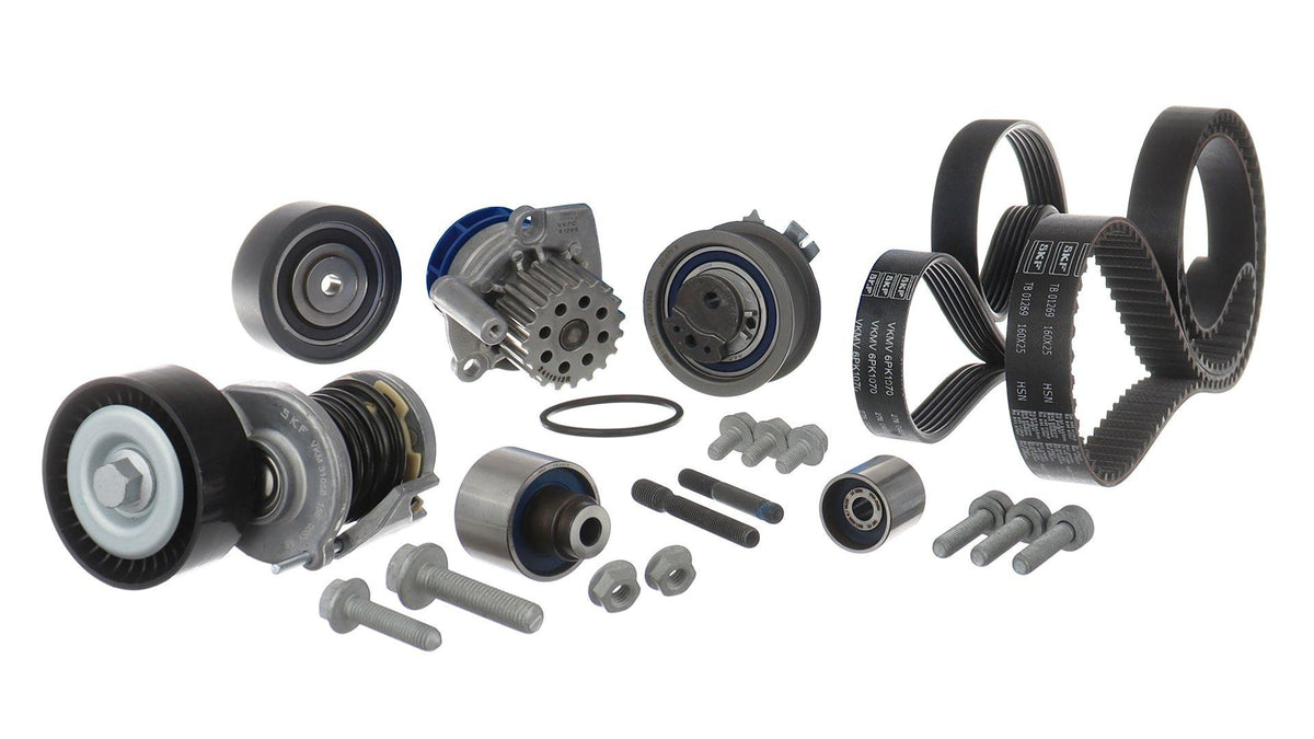 SKF VKMC11000 Camshaft Bearing Kit + Water Pump + V-Belt Ve Tensioner Complete Kit Crafter Ckub Caa — Water Pump & Thermostat