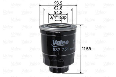 Valeo 587751 Filter Diesel Toyota Corolla 07/11 Auris 07/11 1.4 D4d Avensis 07 Rav-4 12 Honda Cr-V 06/07 2.2D