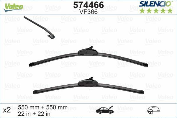 VALEO 574466 Wiper Blades Set - 22 Inch for Kangoo and Citan — Wipers