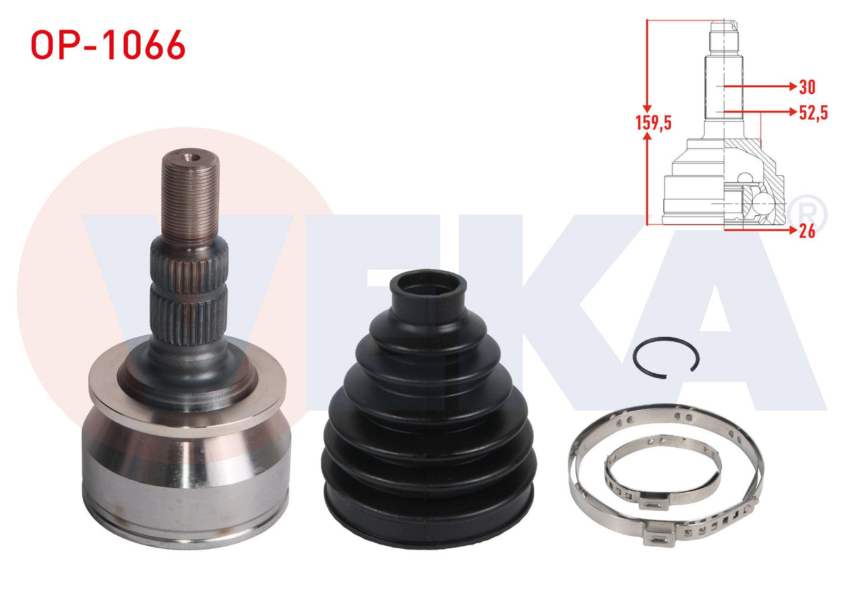 Veka OP-1066 CV Joint Left-Right Front Outer 30X26x52,5 Length 159 — Axles, CV Joints & Boots