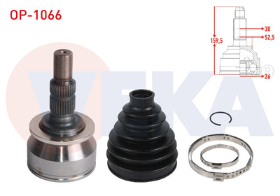Veka OP-1066 CV Joint Left-Right Front Outer 30X26x52,5 Length 159 — Axles, CV Joints & Boots