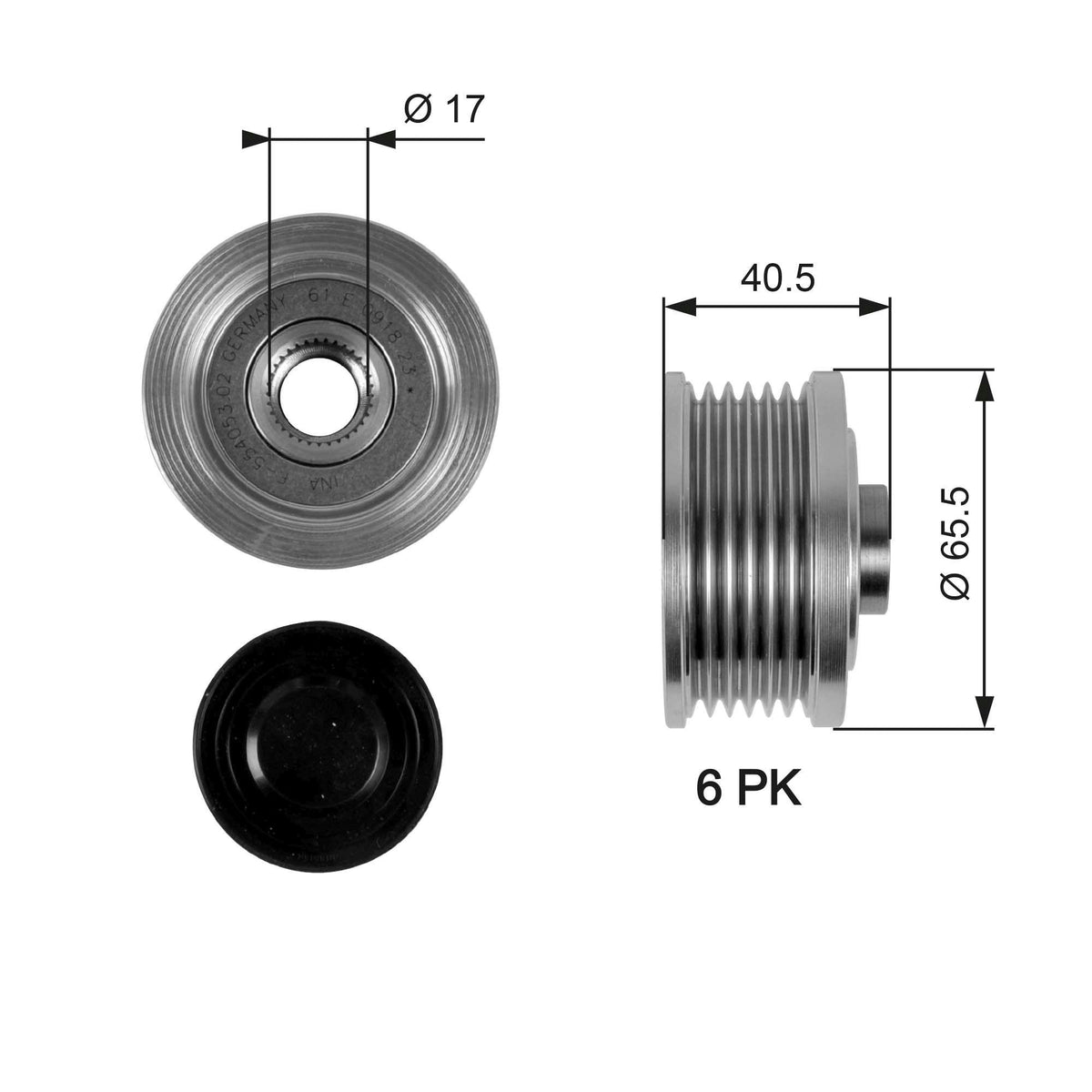 Gates OAP7032 Alternator Pulley Fiat Doblo 1.9 JTD Opel Astra H-Vectra C-Zafira B Denso — Starting & Charging