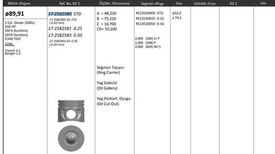 King 17258258020 Piston (0.20) 89.91mm Ford Transit V348 / Ranger 3.2 TDCi Short — Pistons & Rotating