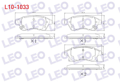 LEO L10-1033 Brake Pad Front with Wear Indicator Opel Astra J 1.3 CDTi 15 Rim 19.00mm 2009-2016 / 1.4i 2009-2016 / 1.6i 2009-2016 / Chevrolet Cruze (J300) 1.6 2009-2014 / Cruze (J305) 1.6 2011-2014 / Ave
