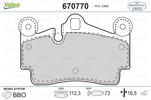 VALEO 670770 Rear Brake Pads - Reliable Performance for Touareg