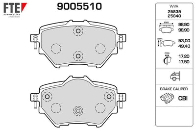 Fte 9005510 Rear Brake Pad Toyota Proace City 2008 II-3008-308 II-Partner-Berlingo-C4 Picasso II-Disc Diameter:2 — Brake Pads