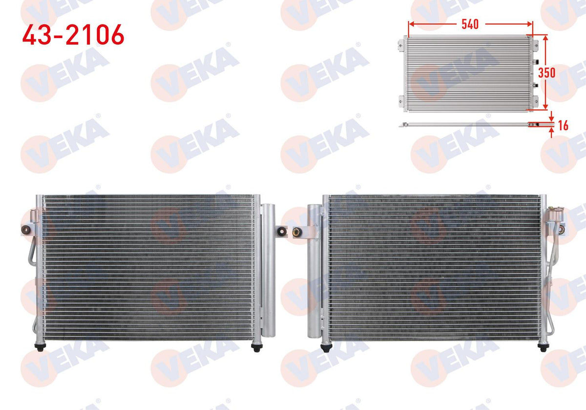 Veka 43-2106 A/C Condenser Hyundai Getz (Tb) 1.3i 2002-2008 — Condensers & Evaporators