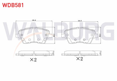 WALBURG WDB581 Brake Pad Front Ford Tourneo Courier 1.5 TDCi 2014-/ 1.6 TDCi 2014-/ B-Max 1.6 TDCi 2012-/ Fiesta — Brake Pads