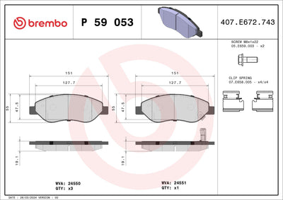 Brembo P59053 Brake Pad Front Low-Met Opel — Brake Pads