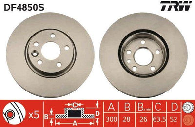 TRW DF4850S Brake Disc Front Mondeo IV/S-Max 07-15 300 mm — Brake Rotors & Drums