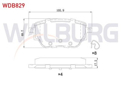 WALBURG WDB829 Brake Pad Rear Mercedes A 180 D-200 (W177) 2018-/ CLA 180 D-200 (C118) 2019 — Brake Pads