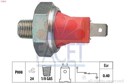 Facet 7.0017 Oil Pressure Switch Accent 1994-2005 H100 Minibus 1994-2005 H100 Van 1997-2004 H100 Van 2004