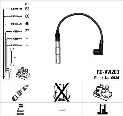 NGK 0934 Spark Plug Wire Set Golf IV Akl 98-01-Audi A3 1.6 8V 96 > Fabia-Octavia-Superb 2.0. 1.6 8V 99 > — Coils & Plugs