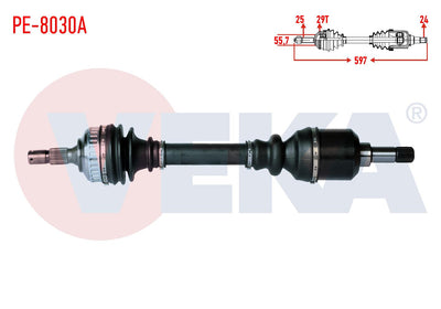 Veka PE-8030A Complete Axle Left Front Peugeot Partner (5 — Axles, CV Joints & Boots