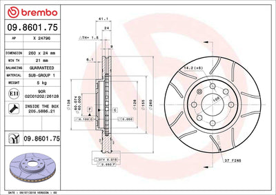 Brembo 09.8601.75 Brake Disc Front Max Opel — Brake Rotors & Drums