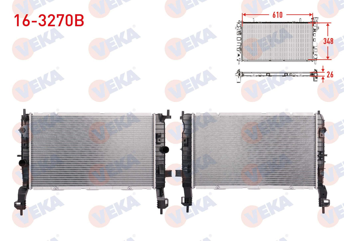 Veka 16-3270B Su Radiator Brazing with Switch Opel Meriva A 1.6i 16V Easytronic A-T / M-T Ac + /-2003-2010