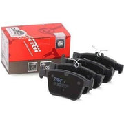 trw rear brake pad for volkswagen golf 7, trw gdb1957 brake pad close up TRW GDB1957 - Volkswagen Golf 7 Rear Brake Pad | 2013 Model Onwards TRW Golf 7 Rear Brake Pad - For 2013 Models trw, volkswagen-golf-7, rear-brake-pad, car-maintenance, car-owners, brake-parts, gdb1957, brake-pad, auto-parts, ai-generated