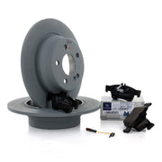 original mercedes w212 e180 rear brake disc set, complete brake pad assembly for mercedes e-class, brake pad wear sensor included in the kit Mercedes Benz E-Class W212 E180 Rear Brake Disc and Pad Set - Original Parts for Car Owners and Mechanics | Complete Kit Mercedes E-Class W212 E180 Rear Brake Disc Set mercedes-benz, e-class, w212, e180, rear-brake-discs, brake-pad-set, car-repair, mechanics, original-parts, ai-generated