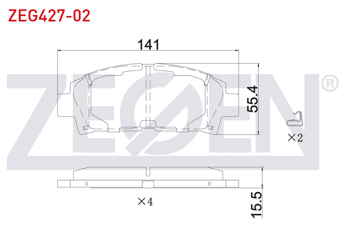Zegen ZEG427-02 Brake Pad Front with Wear Indicator Toyota Avensis 1.6 Vvt-I-1.8 16V-2.0 Vvt-I-2.0 D-4D 1999-200 — Brake Pads