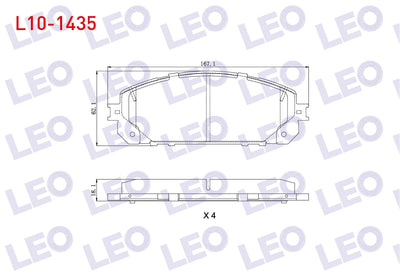 LEO L10-1435 Brake Pad Front Cable Drilled Jeep Cherokee (Kl) 2.0 Crd 2014-/ Cherokee (Kl) 3.2 V6 2014 — Brake Pads