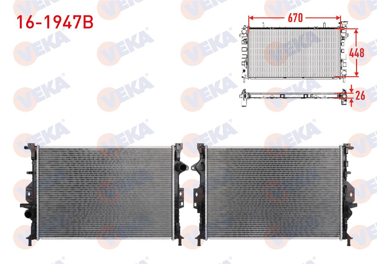 Veka 16-1947B Su Radiator Brazing Ford Kuga II (Dm2) 1.6 Ecoboost 2012-2015 — Radiators & Fans